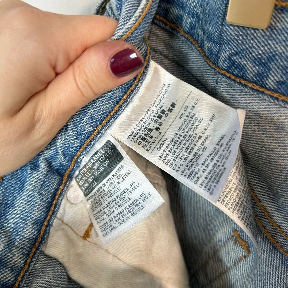 Levi's Light Blue Distressed Denim Patchwork Women's Shorts